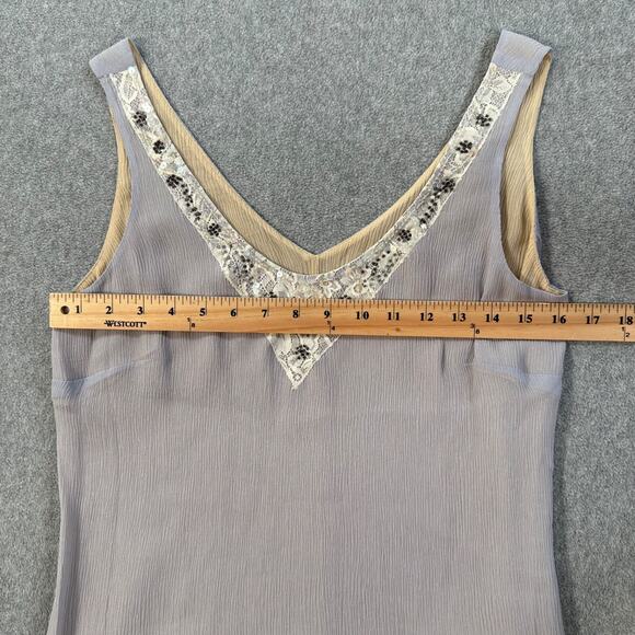 Sigrid Olsen Purple 100% Silk Camisole Tank Top Women's 8 Sequin Lace Beaded - Picture 4 of 6